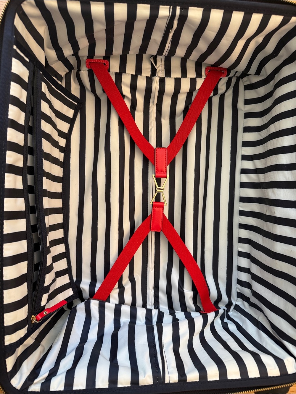 kate spade navy leather wheeled carry-on suitcase with gold logo - Picture 13 of 16
